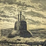 Офорт черно-белый "Военно-морской флот" 30х40 см.