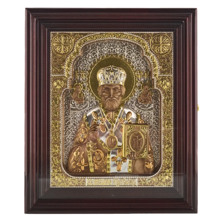 Икона в киоте "Николай Чудотворец" 38х32 см.