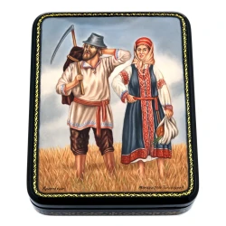 Шкатулка с художественной росписью "Крестьяне".