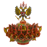 Братина с ковшами "Герб РФ". Хохлома.