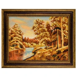 Картина янтарная "У берега реки" 30х40 см.