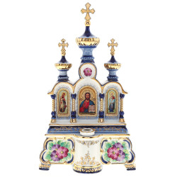 Киот настольный "Божья Матерь, Вседержитель, Николай Чудотворец" 19х32 см