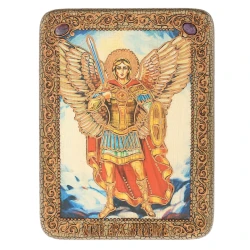 Икона из морёного дуба "Архангел Михаил" 20х15 см.