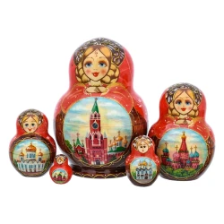 Матрешка "Москва. Спасская башня" 5 мест.