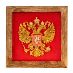 Панно из янтаря "Герб РФ" 23х23 см.
