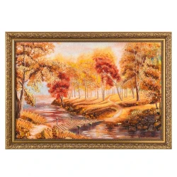 Картина янтарная "Утро с рекой" 60х40 см.