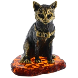 Статуэтка с янтарем "Кот Шеба" (коньячный).