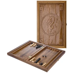 Резные деревянные нарды-шашки "Дорожные".
