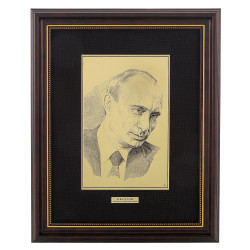 Офорт чёрно-белый "В.В.Путин" 25х32 см
