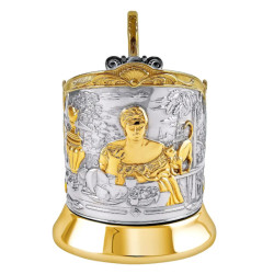 Подстаканник никелированный «Купчиха (Триумфальная)» с золочением. Кольчугинский мельхиор