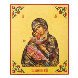 Икона на сусальном золоте "Владимирская Божья Матерь".