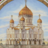 Сувенирная тарелка  "Храм Христа Спасителя". 32 см.