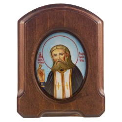 Икона "Серафим Саровский". Ростовская финифть 10,5х13,5 см.