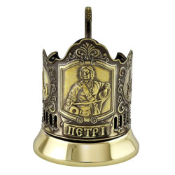 Подстаканник латунный «Пётр I» с чернением. Кольчугинский мельхиор