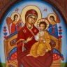 Икона "Божья Матерь Всецарица". Ростовская финифть 10,5х13,5 см.