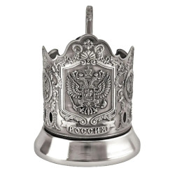 Подстаканник никелированный «Герб России» с чернением. Кольчугинский мельхиор.
