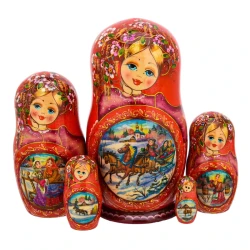 Матрешка "Зимняя тройка" 5 мест.