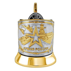 Подстаканник никелированный «Армия» с золочением. Кольчугинский завод