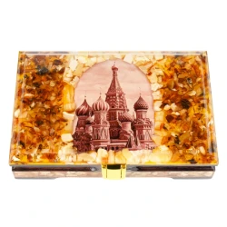 Шкатулка янтарная "Москва. Храм Василия Блаженного".