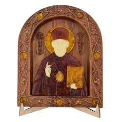 Икона янтарная "Николай Чудотворец" 18,5х22,5 см.