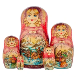 Матрешка "Русская зима. Тройка" 5 мест.