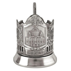 Подстаканник никелированный "Храм Христа Спасителя" с чернью "Кольчугино"