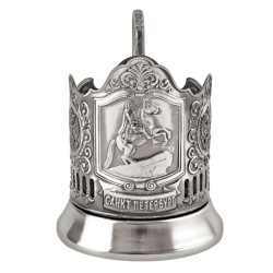 Подстаканник никелированный "Медный всадник" с чернью "Кольчугино"