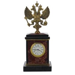 Часы настольные из камня "Герб РФ".