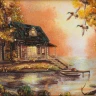 Картина янтарная "Домик лесника" 30х40 см.