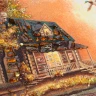 Картина янтарная "Домик лесника" 30х40 см.