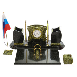 Настольный набор из натурального камня. Змеевик