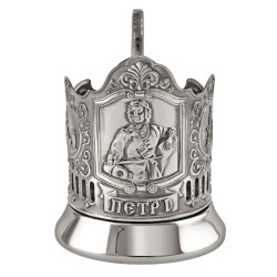 Подстаканник никелированный "Пётр I" с чернью "Кольчугино"