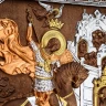 Икона деревянная в киоте "Георгий Победоносец" 39х34 см.