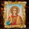 Икона янтарная "Архангел Михаил" 24х26 см.