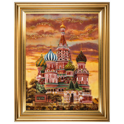 Картина янтарная "Храм Василия Блаженного" 60х80 см