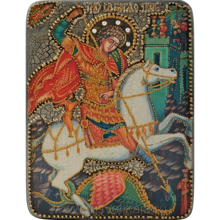 Икона "Чудо Святого Георгия о змие" 21х29 см.
