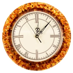 Часы настенные из янтаря круглые.